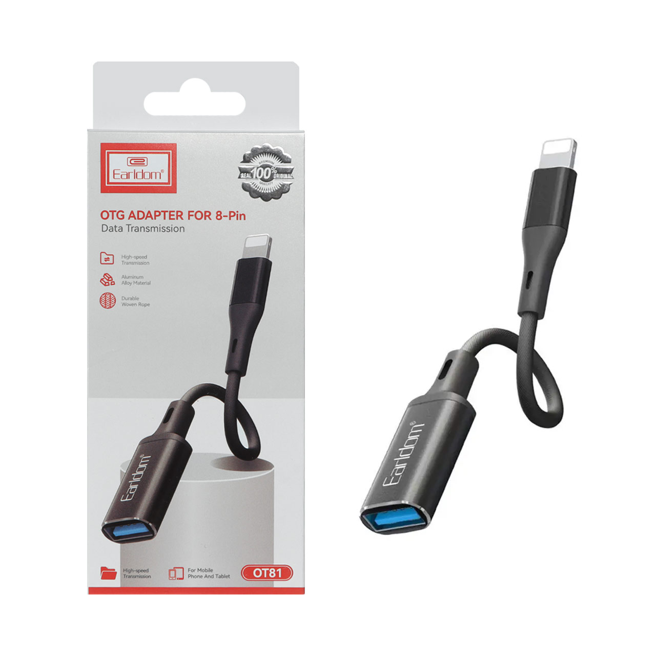 تبدیل  Earldom Lightning to USB2.0 OTGمدل OT81 - مشکی